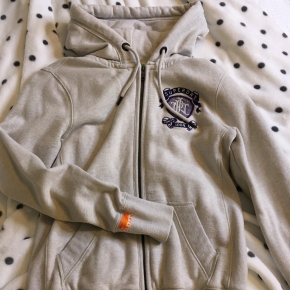 Superdry - Light Grey Full-Zip Hoodie - Picture 1 of 5